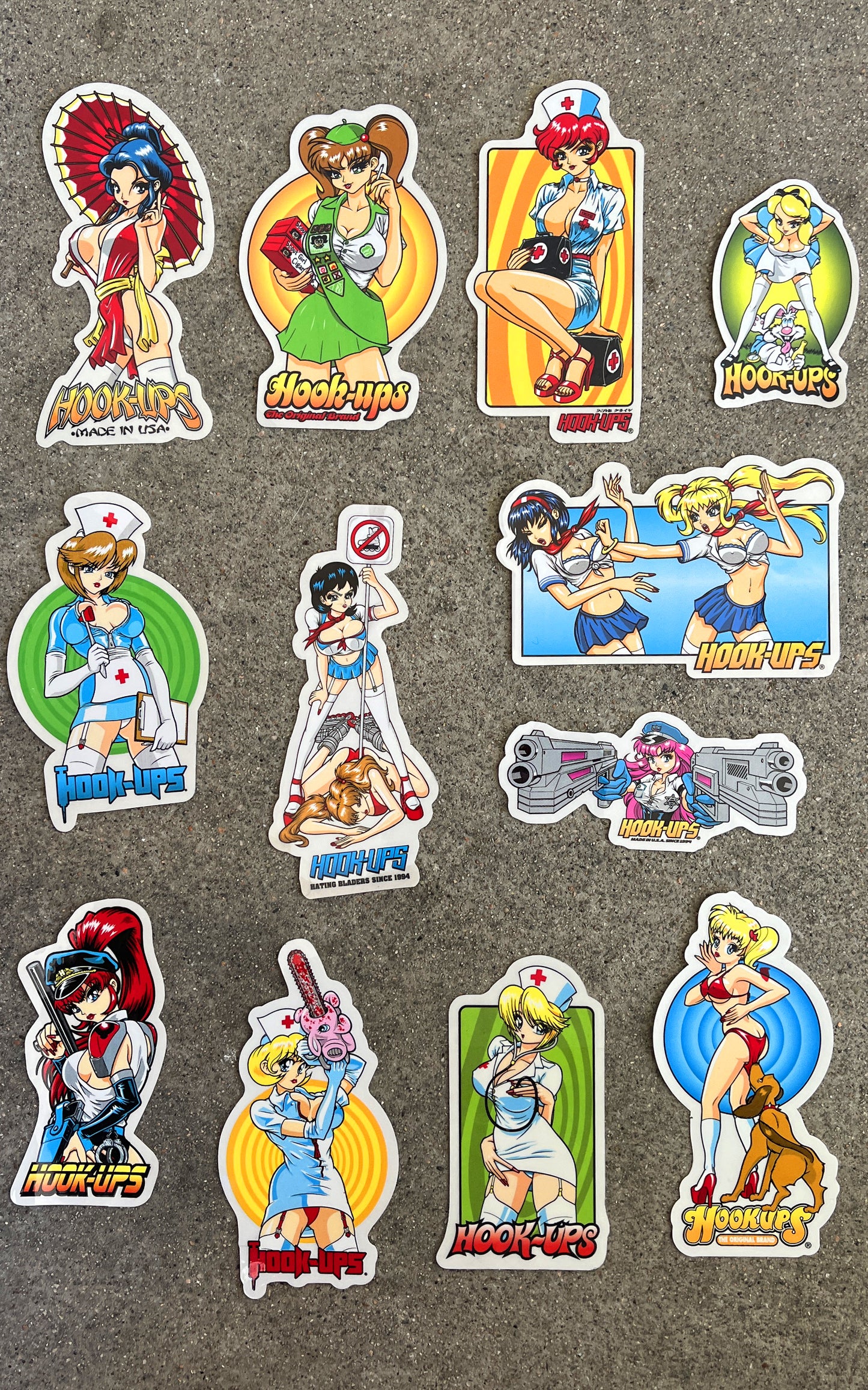 hook-ups classic stickers 12 pack