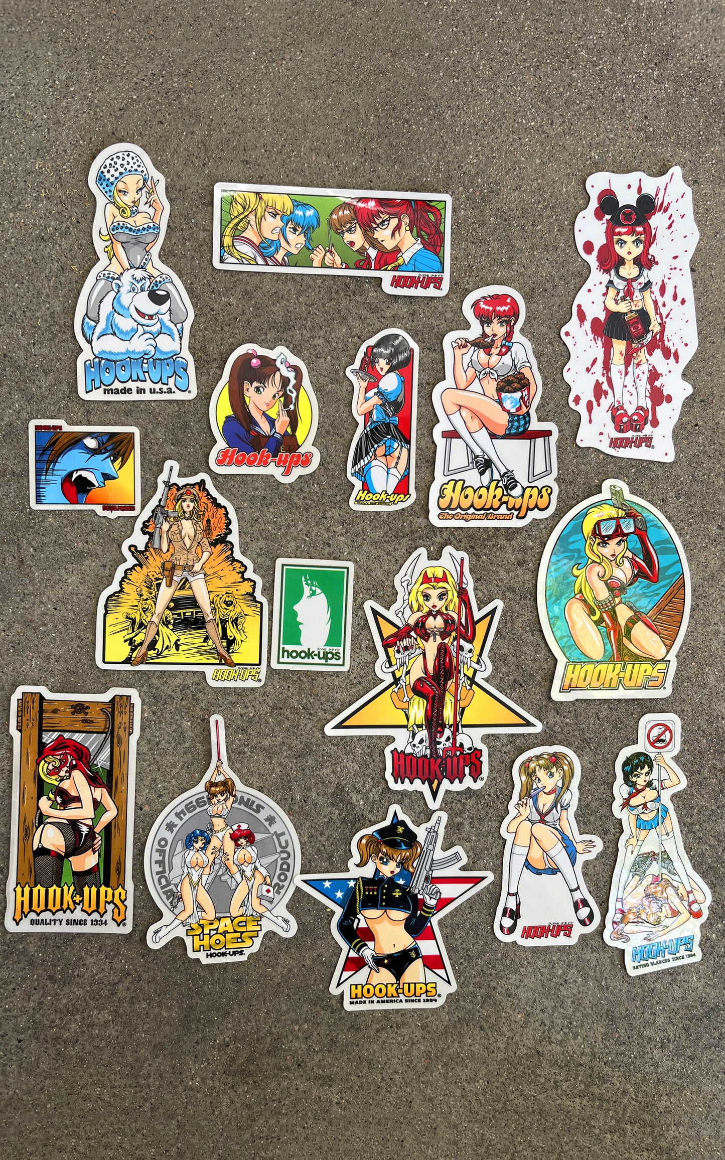 hook-ups classic stickers 16 pack