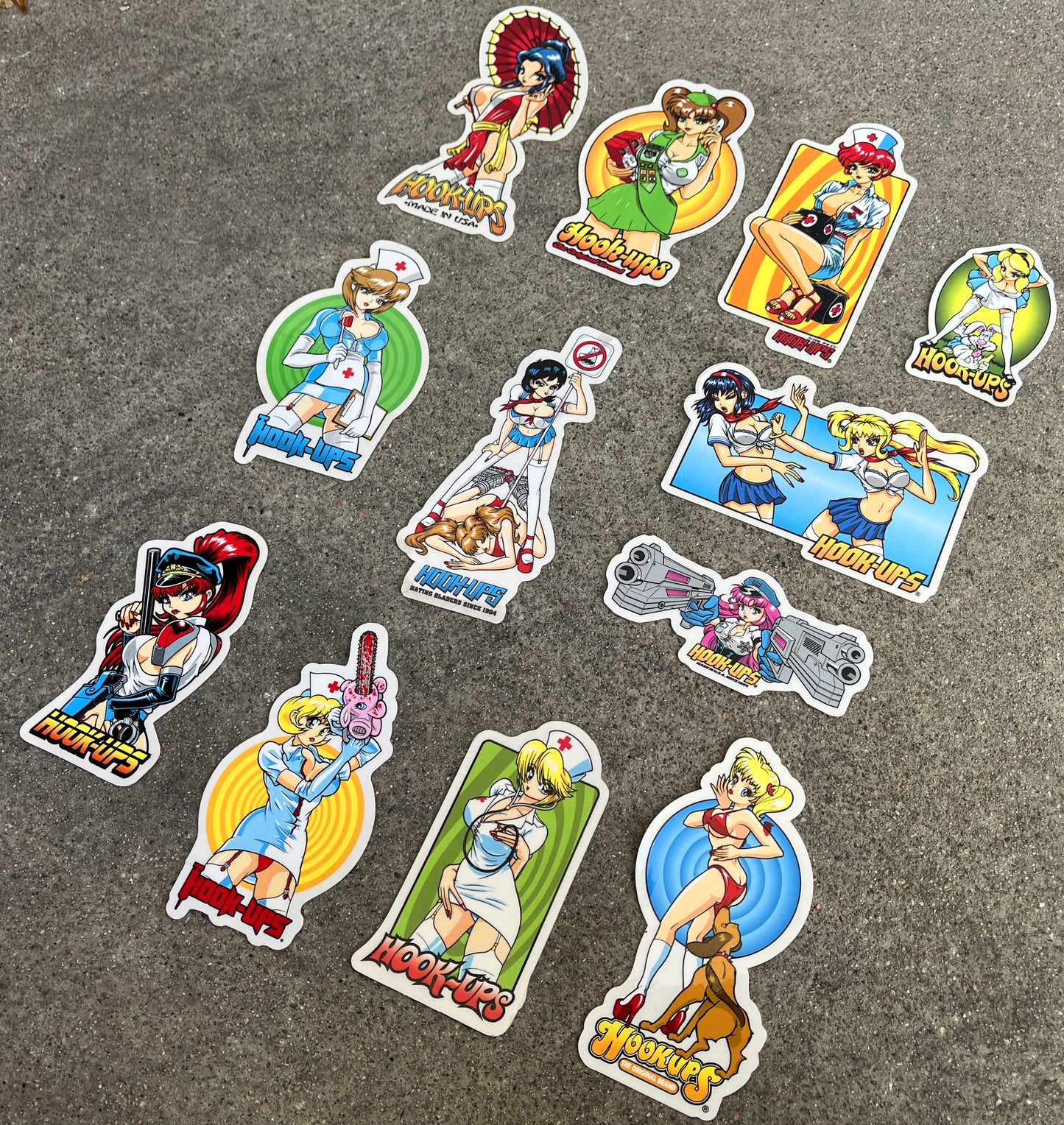 hook-ups classic stickers 12 pack