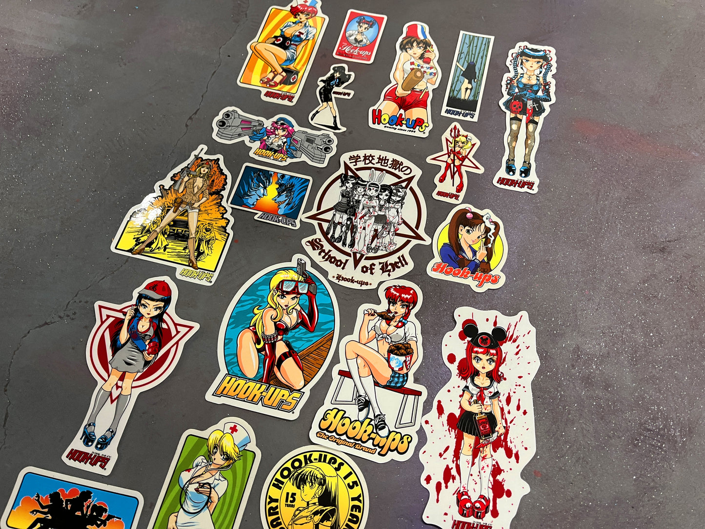 hook-ups vintage stickers 21 pack