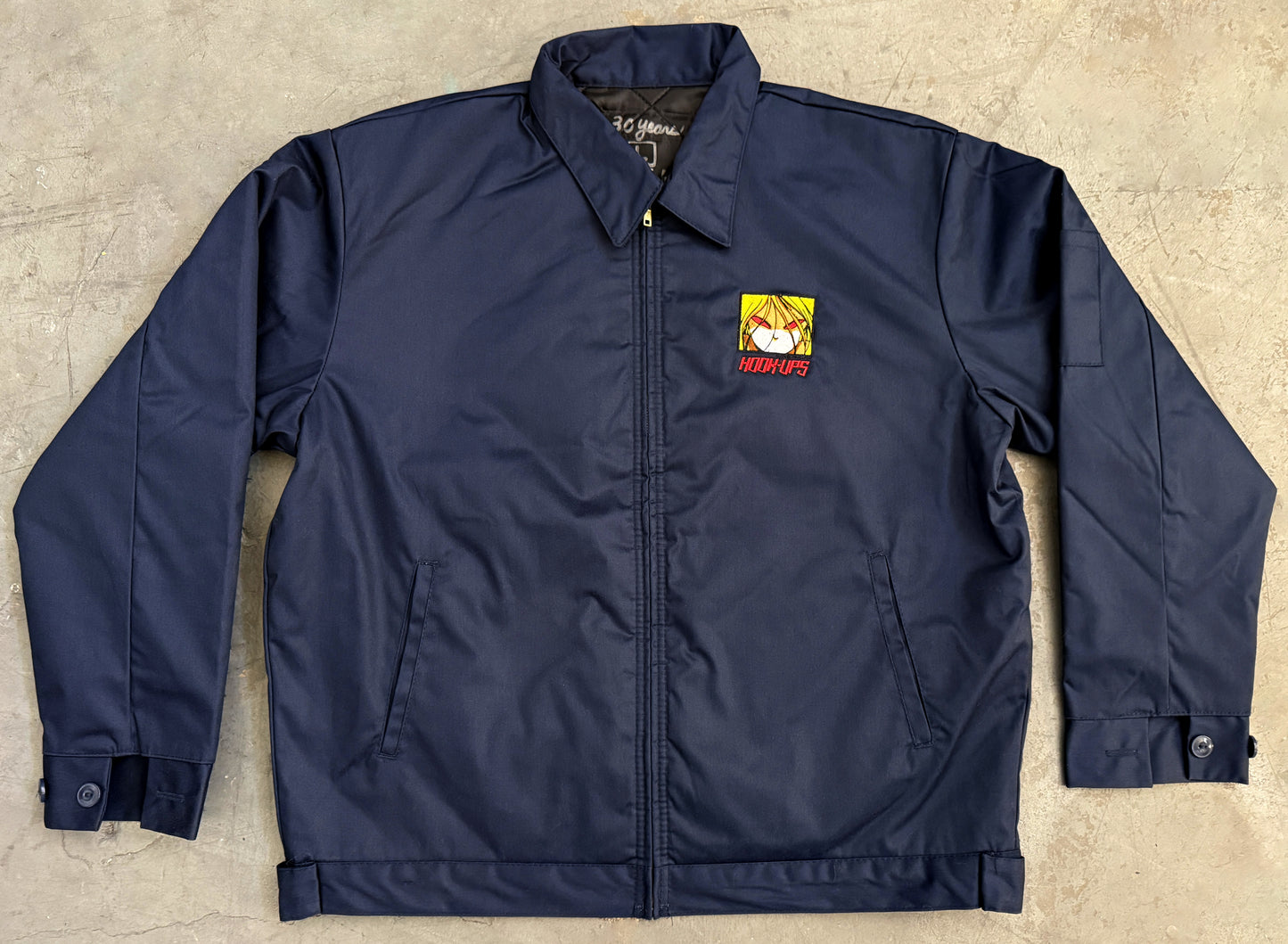 Red Eyes Lined Work Jacket - NAVY BLUE
