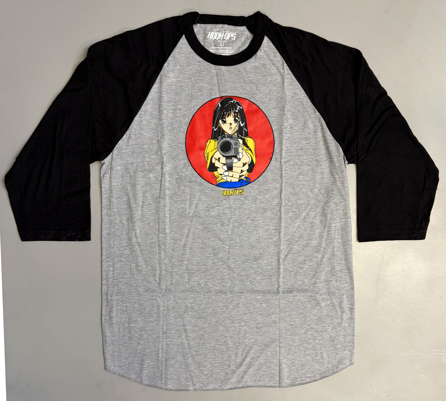 Barrel of a Gun Raglan T-shirt - HEATHER GREY/BLACK