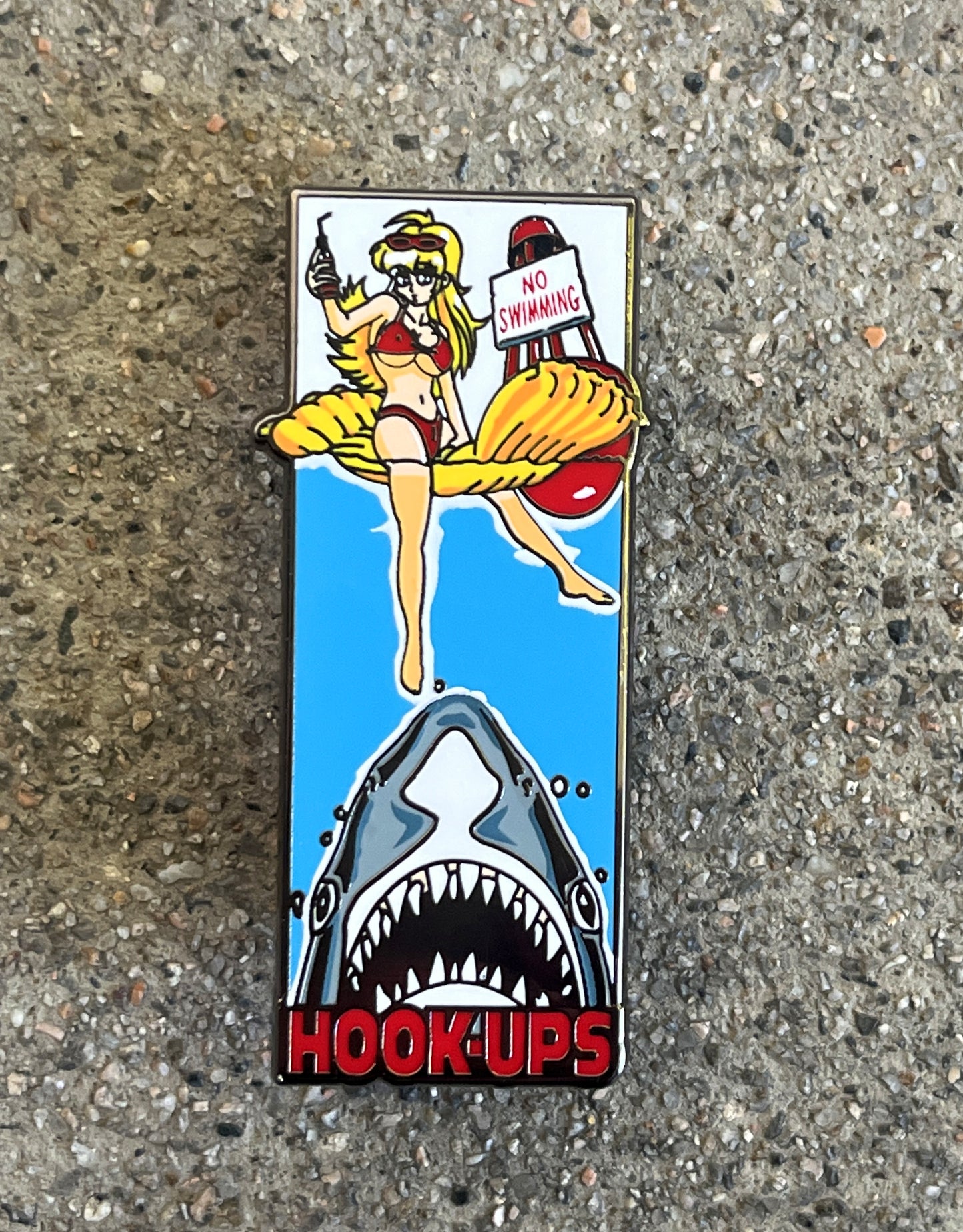 No Swimming hard enamel pin