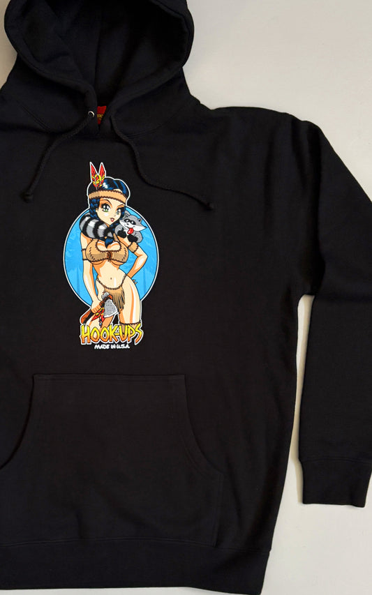 Pocahook-ups HEAVYWEIGHT HOODED SWEATSHIRT - BLACK