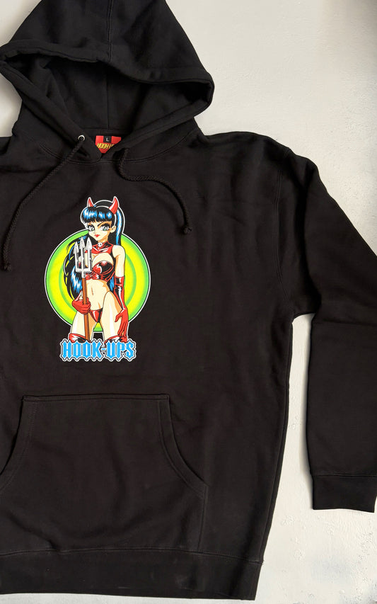 Devil Girl Hooded HEAVYWEIGHT SWEATSHIRT - BLACK