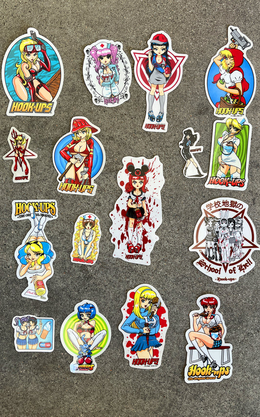 hook-ups classic stickers 14 pack
