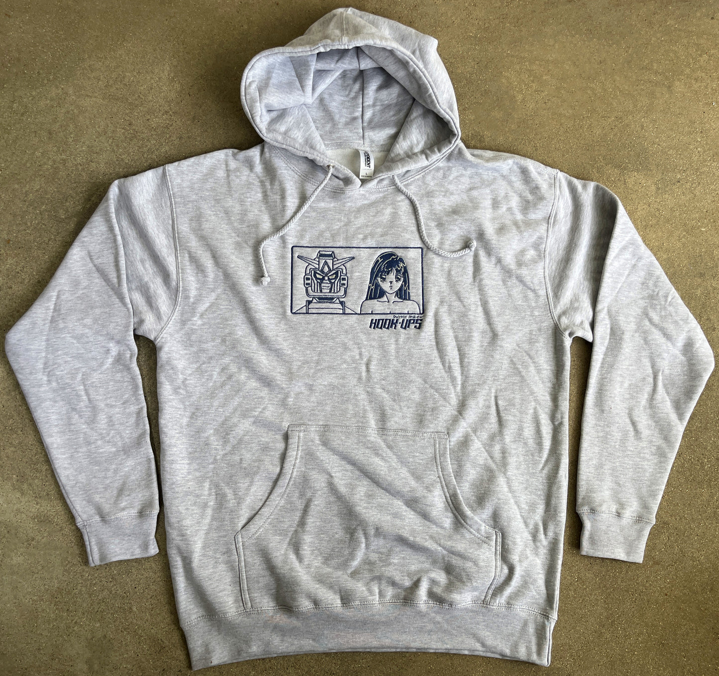 Robot + Girl HEAVYWEIGHT HOODED SWEATSHIRT - HEATHER GREY
