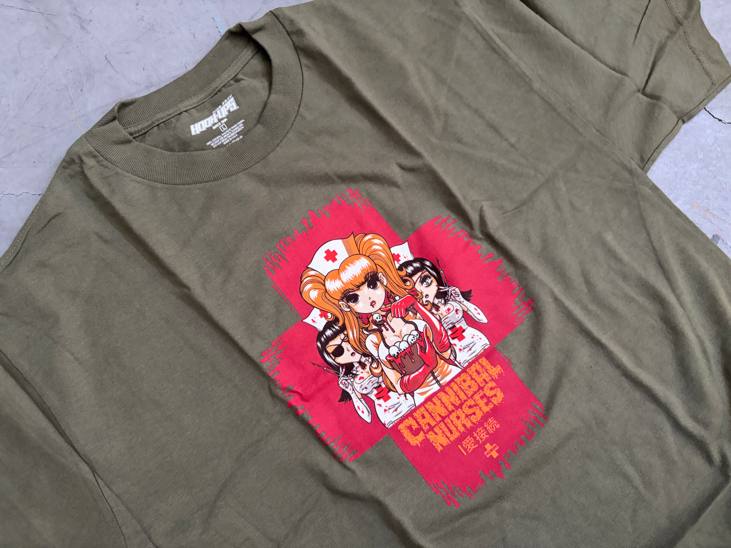 Cannibal Nurses T-shirt - ARMY GREEN - NEW OLD STOCK FROM 2011