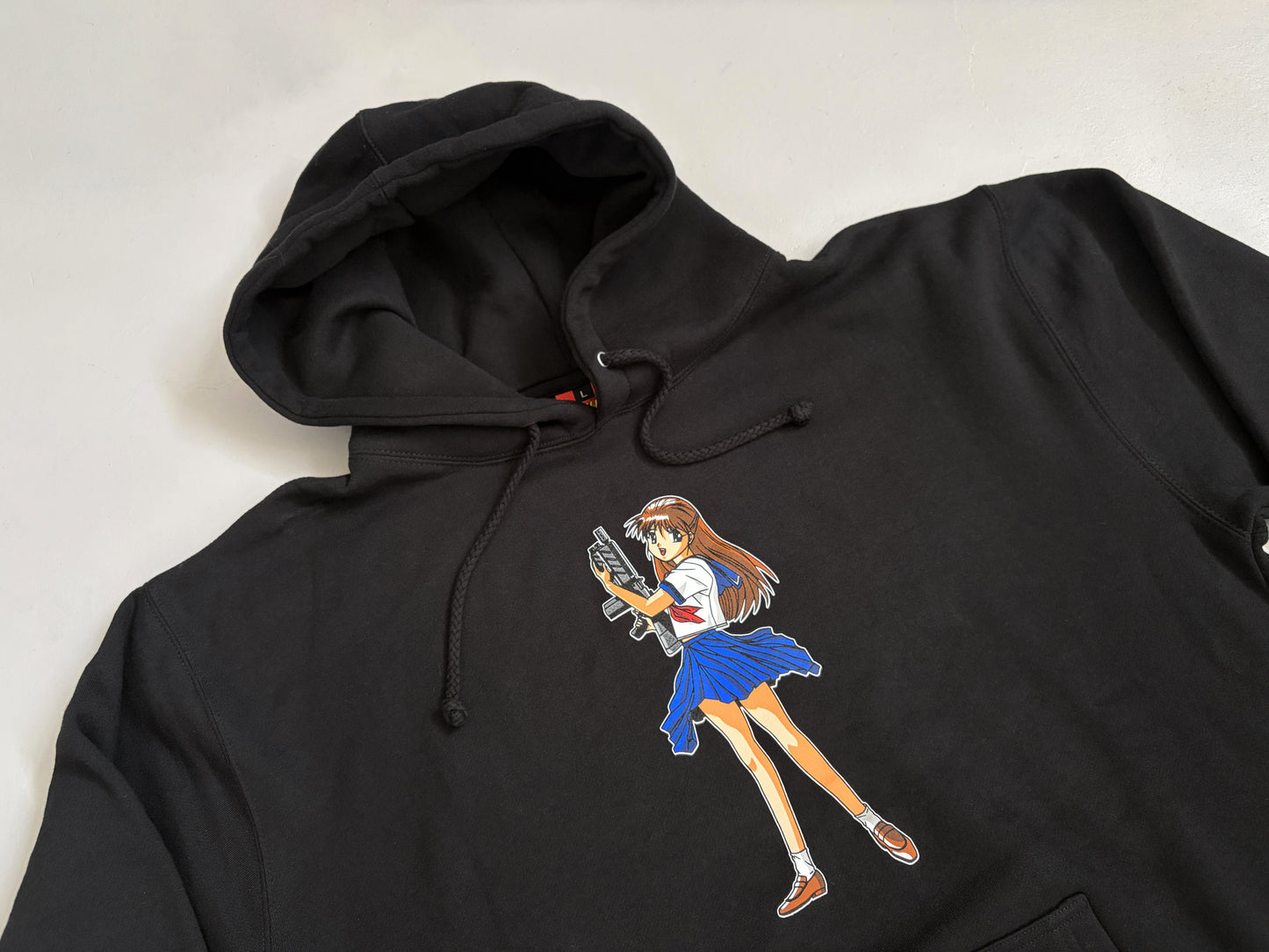 Machine Gun Girl HEAVYWEIGHT HOODED SWEATSHIRT - BLACK
