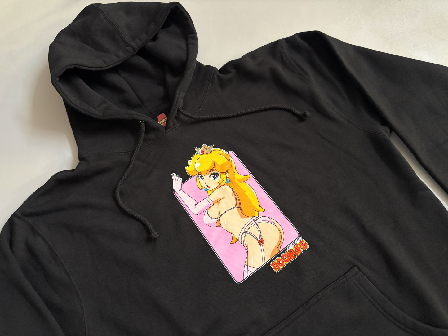 Peach HEAVYWEIGHT HOODED SWEATSHIRT - BLACK
