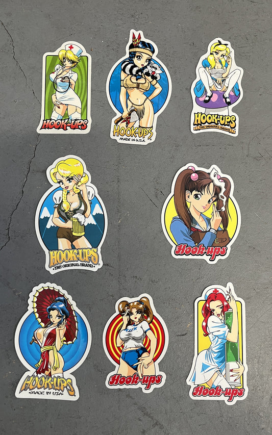 hook-ups classic stickers 8 pack
