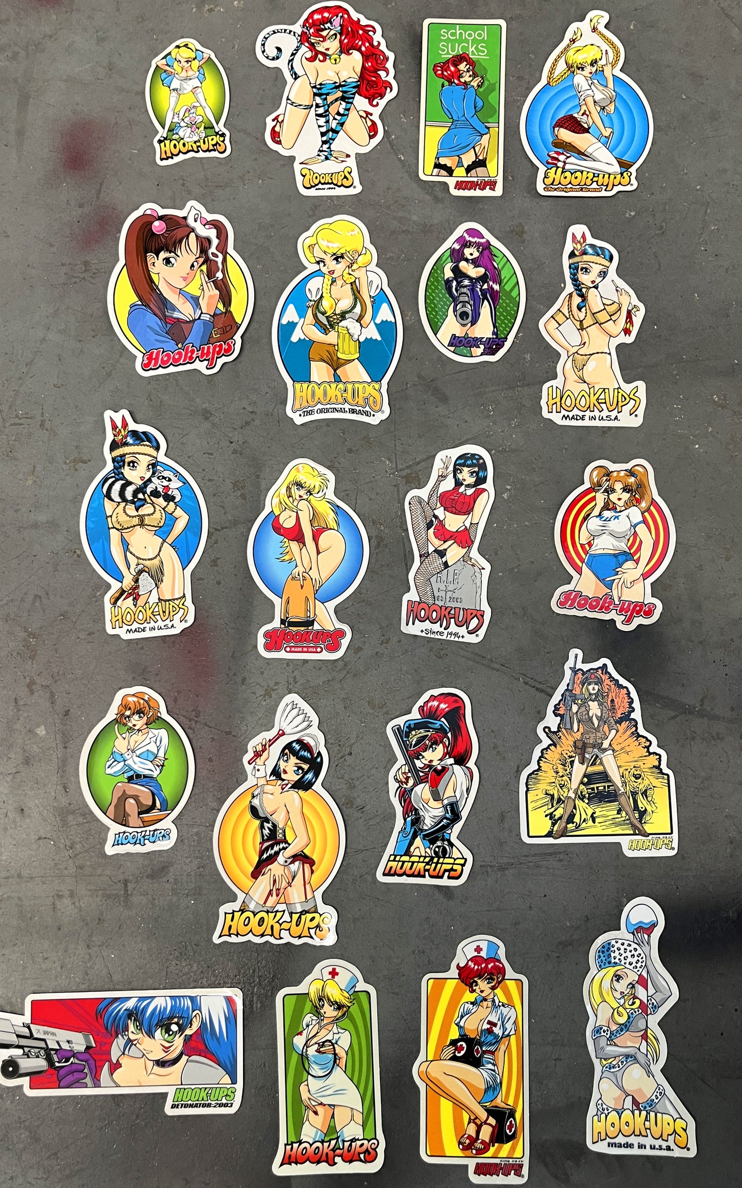 hook-ups classic stickers 20 pack